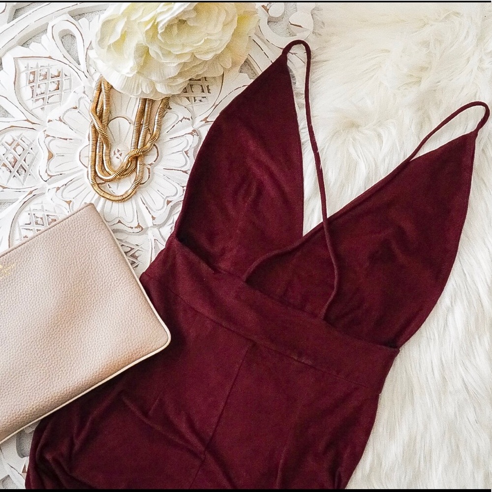 Backless Maroon Romper - image 1